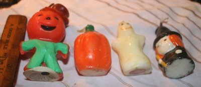 Halloween - Vintage Candle Set Pumpkin Man Jack-O-Lantern Ghost Witch