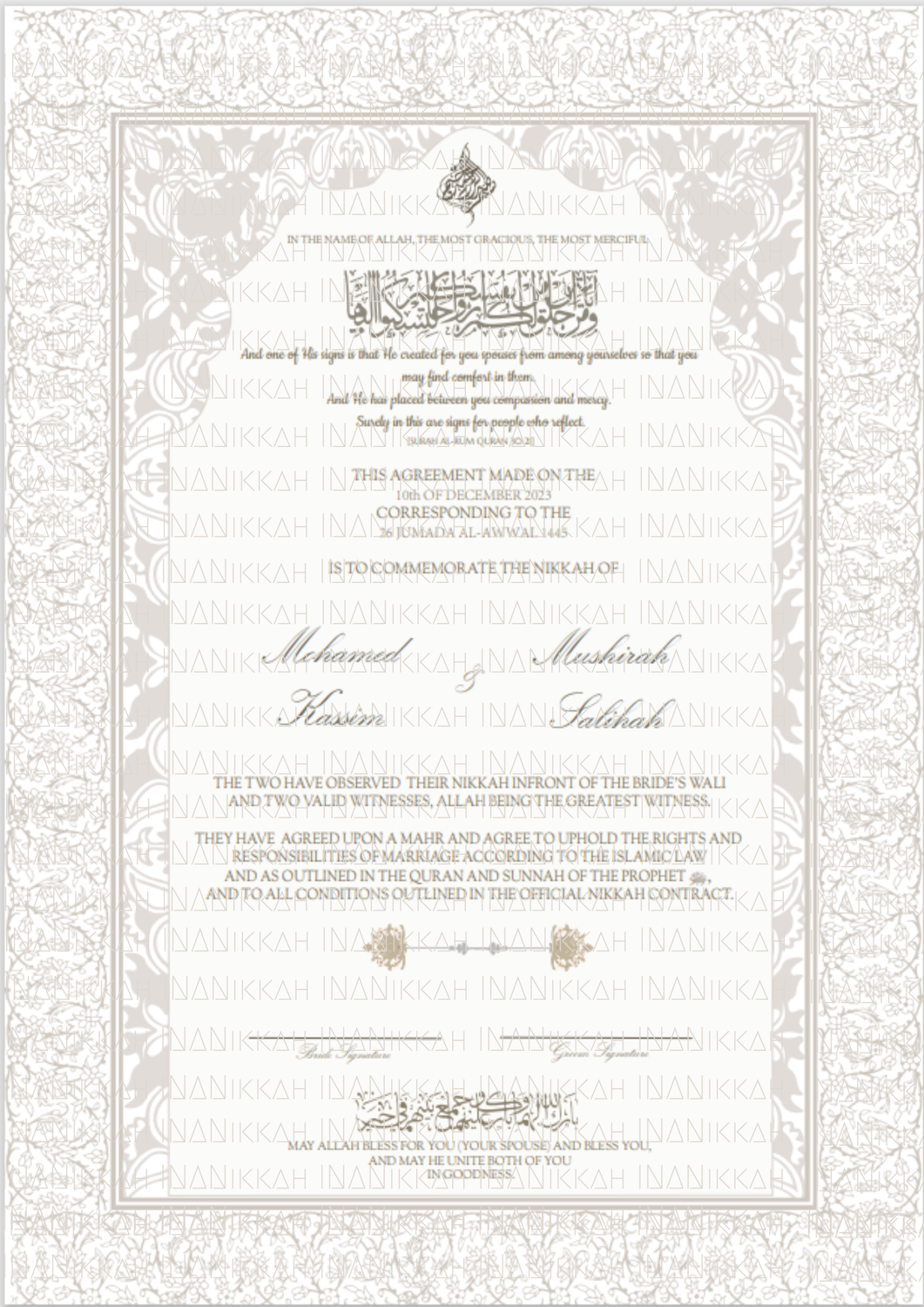 RAYLI | Nikkah Certificate