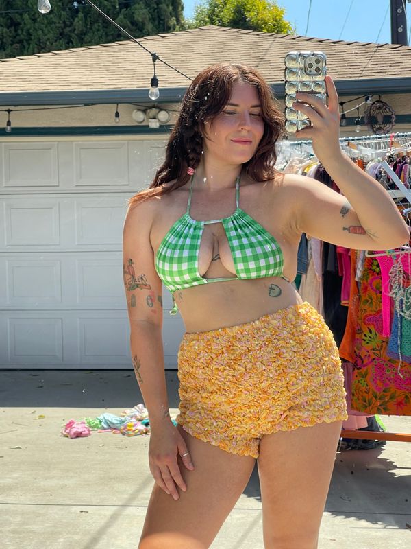 plaid bikini top