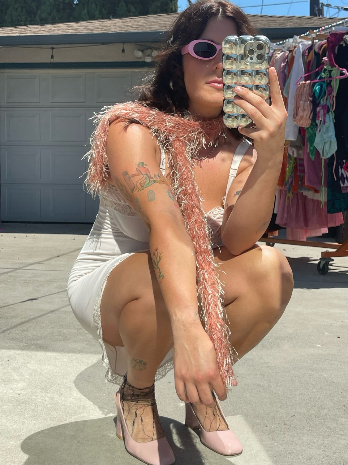 fuzzy sparkly skinny scarf