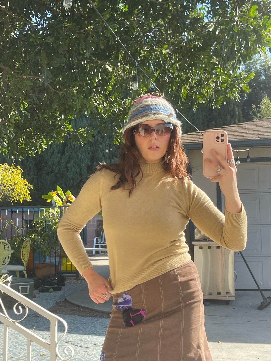 camel mock neck sweater