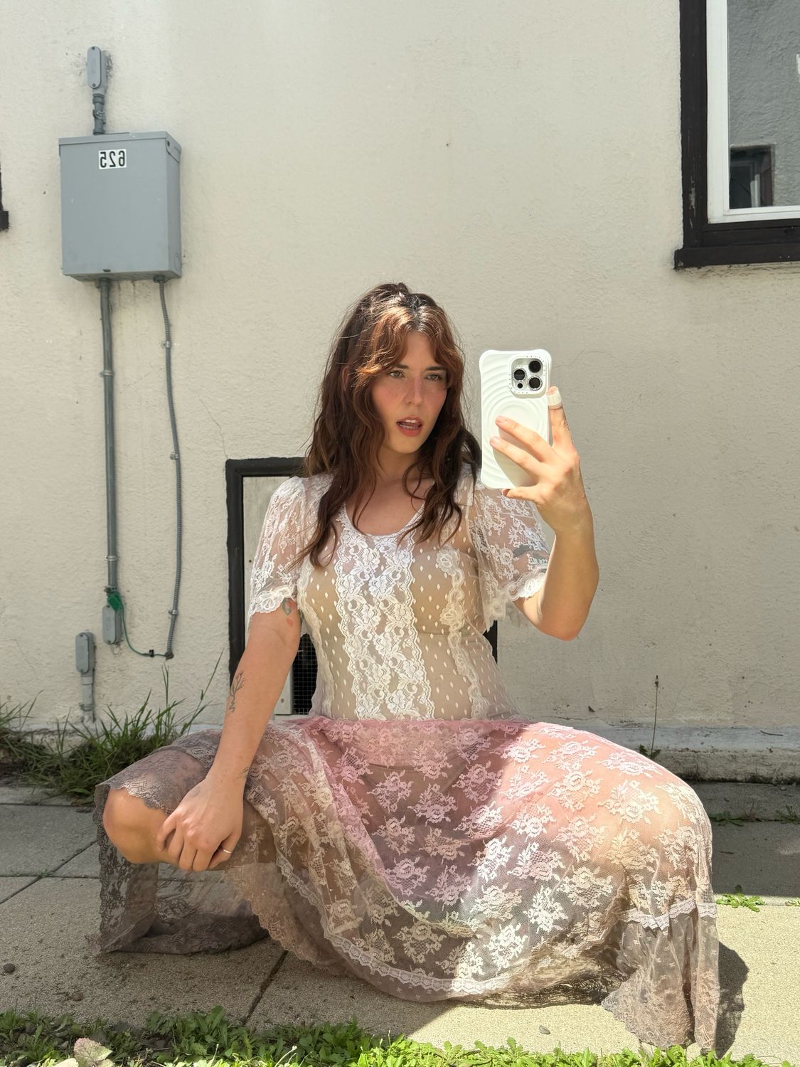 vtg hand dyed lace dress