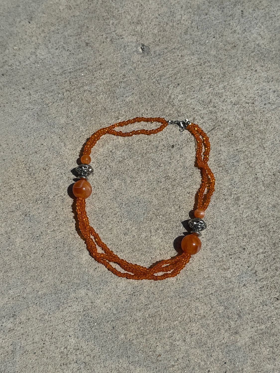 orange seed bead necklace