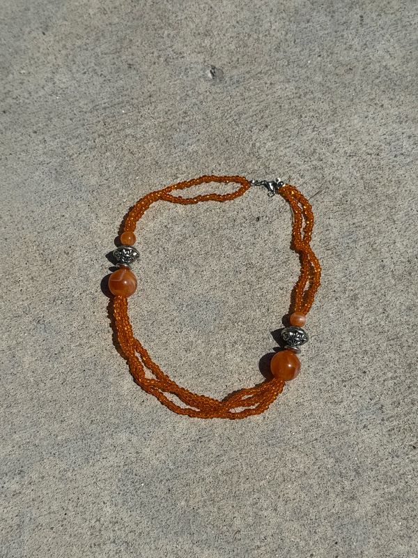 orange seed bead necklace