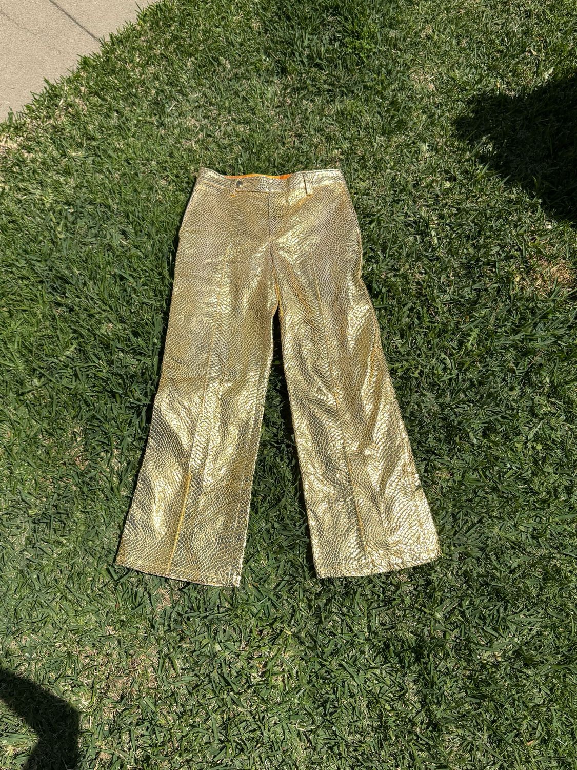 vintage gold snake print trousers