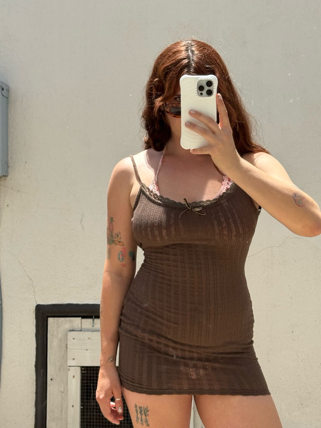 brown ribbed bodycon
