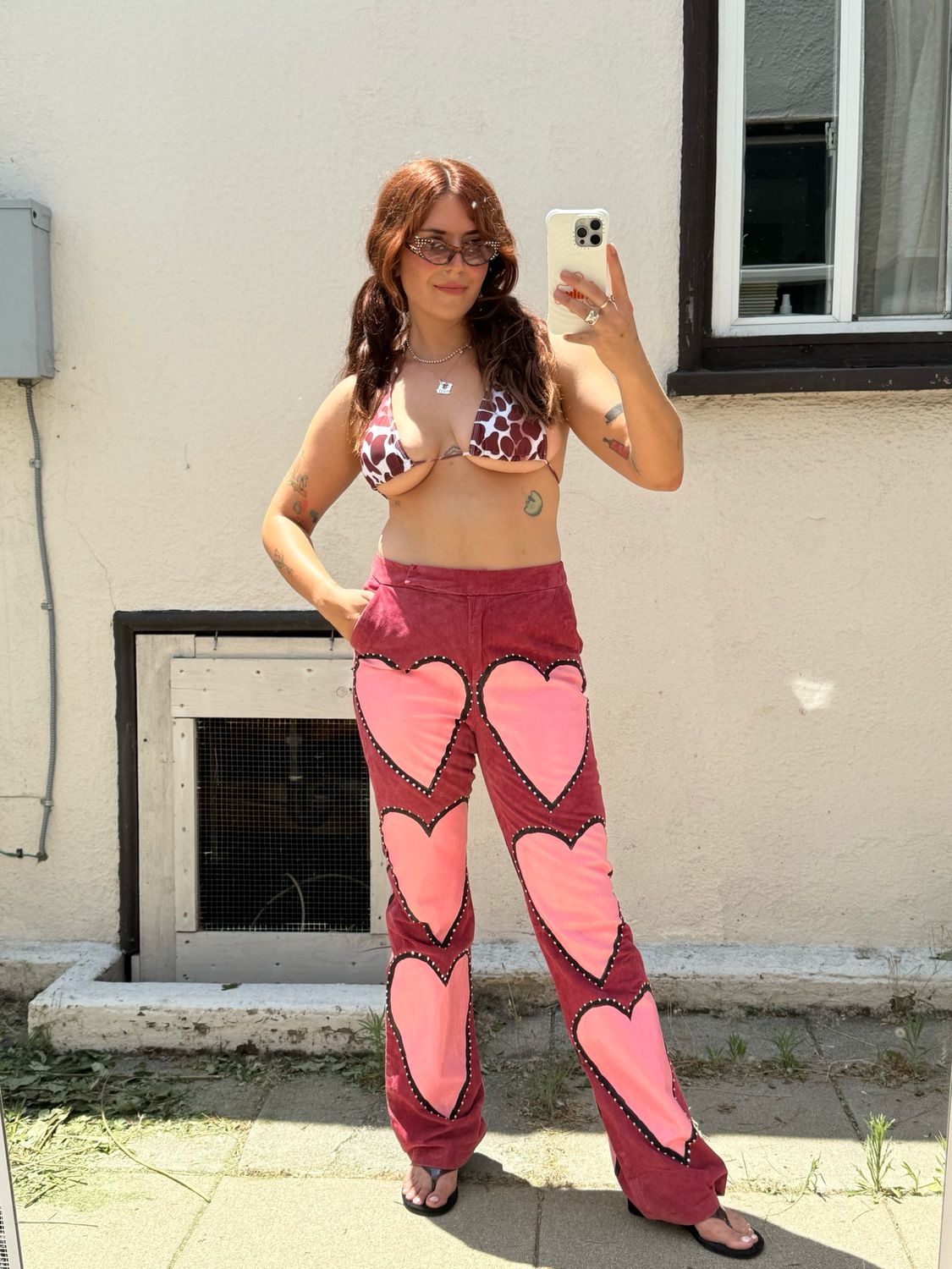 hand painted suede pants