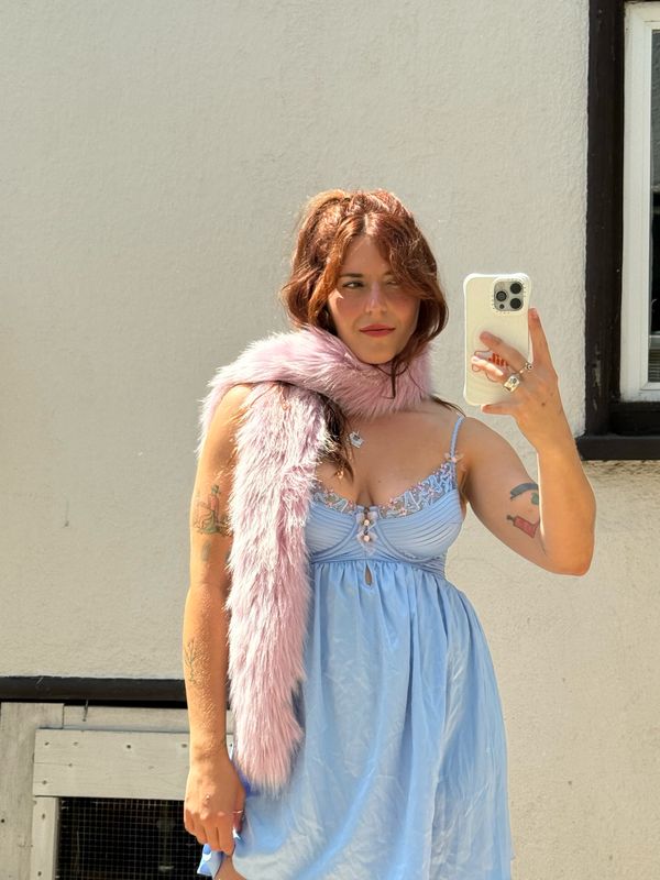 lavender faux fur scarf