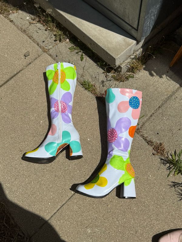 hand painted gogo boots