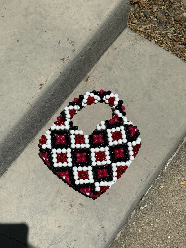 beaded heart handbag