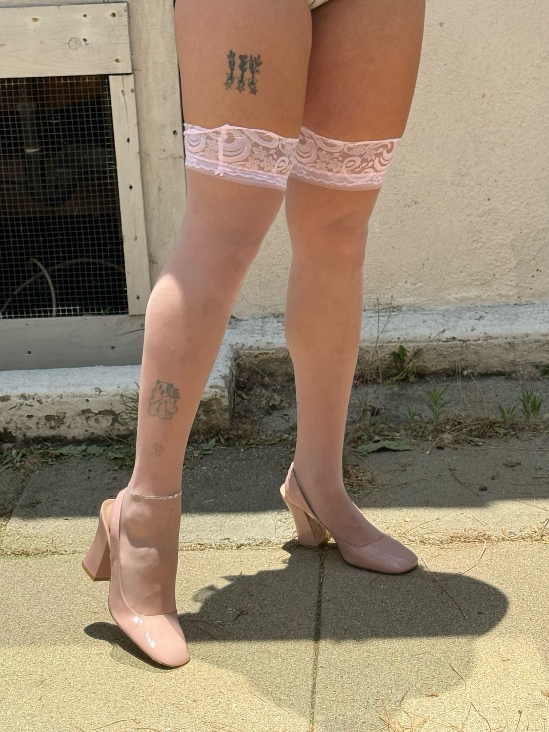 Baby Pink Mesh Over-the-Knee Socks