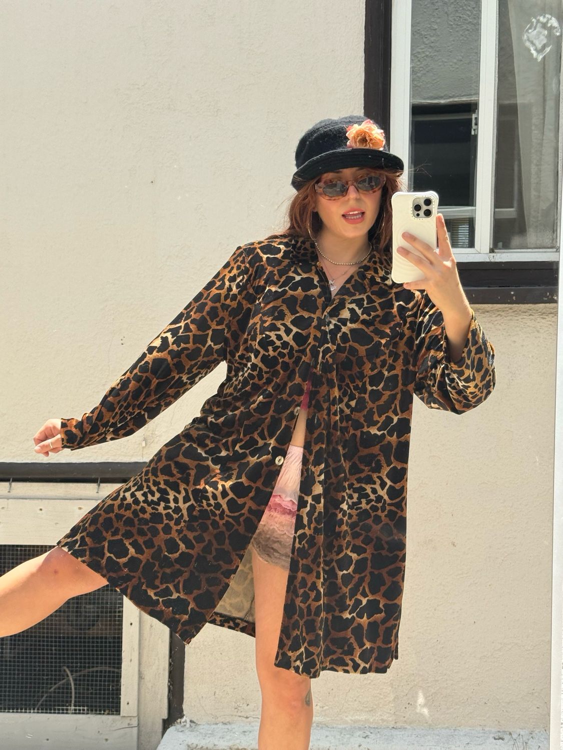 velour cheetah shirt dress
