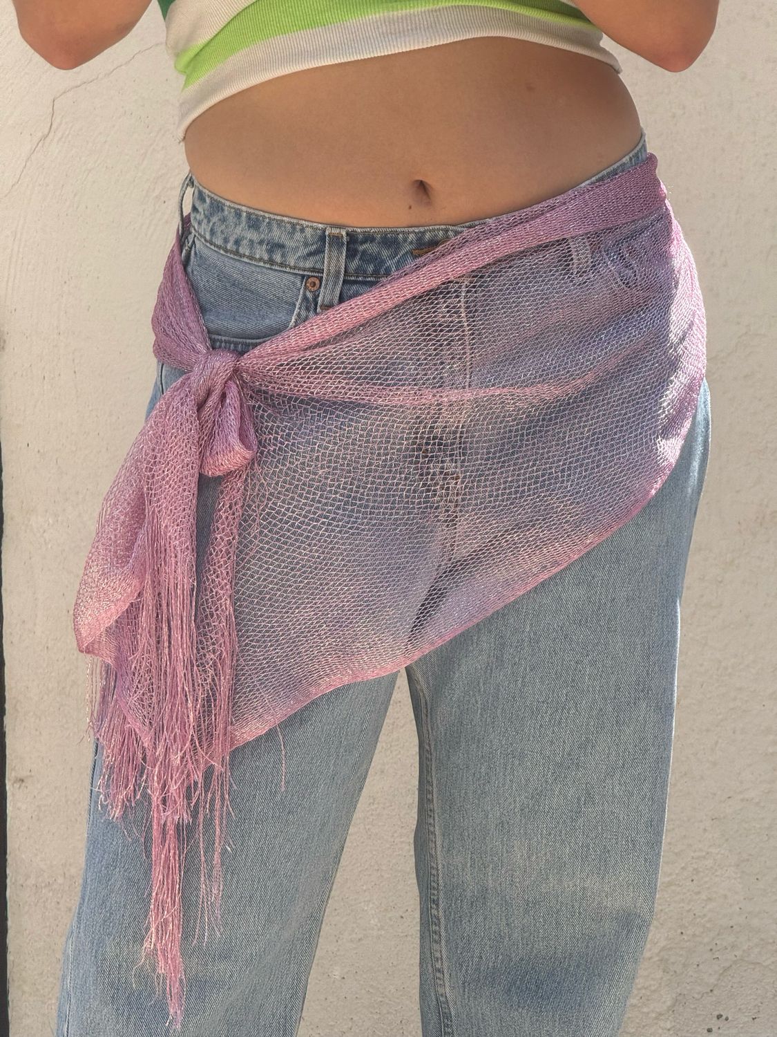 lavender sheer fringe wrap