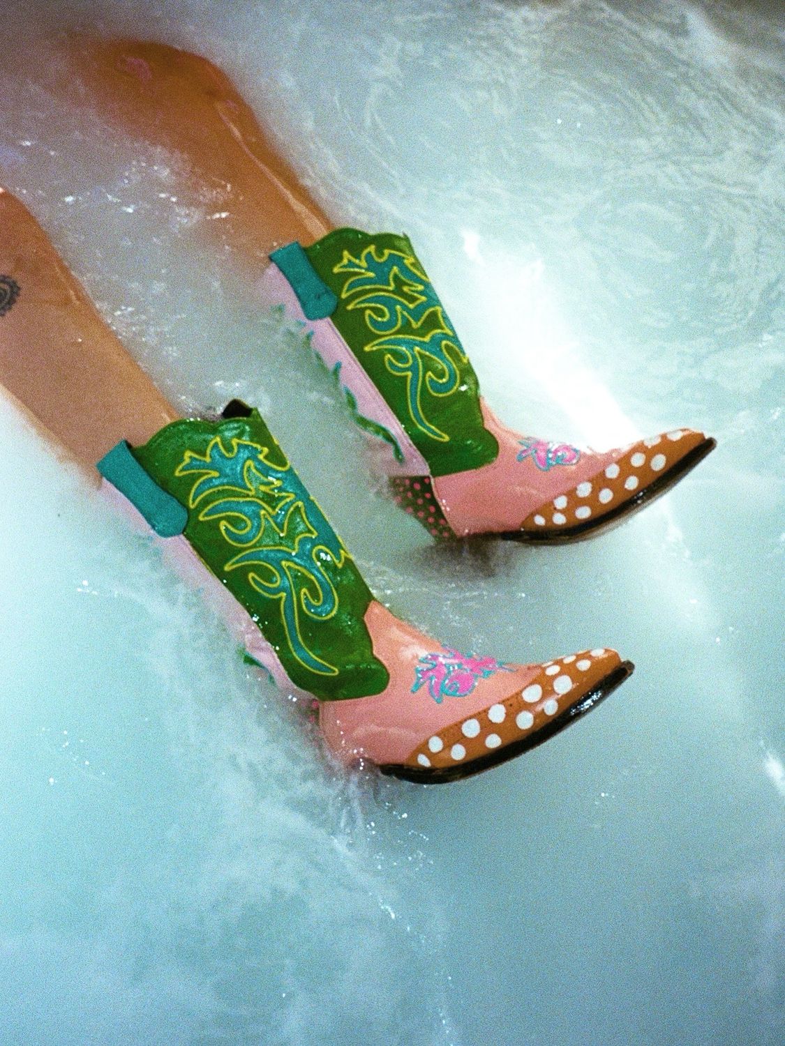 hand painted flame boots