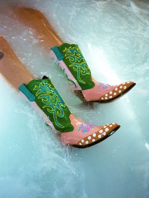 hand painted flame boots