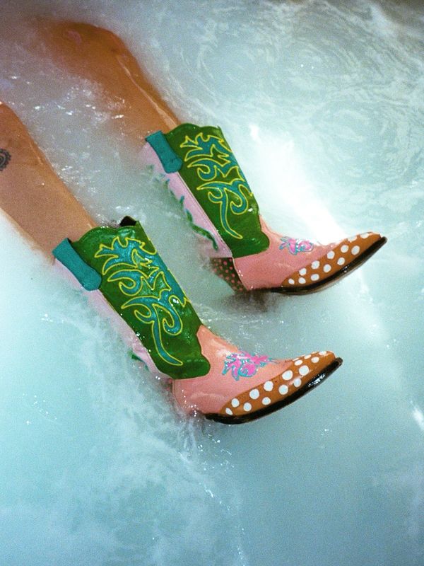 hand painted flame boots