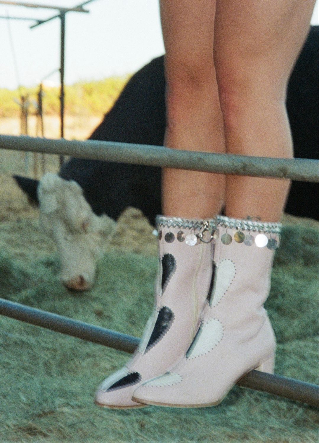 hand painted heart boots - size 12