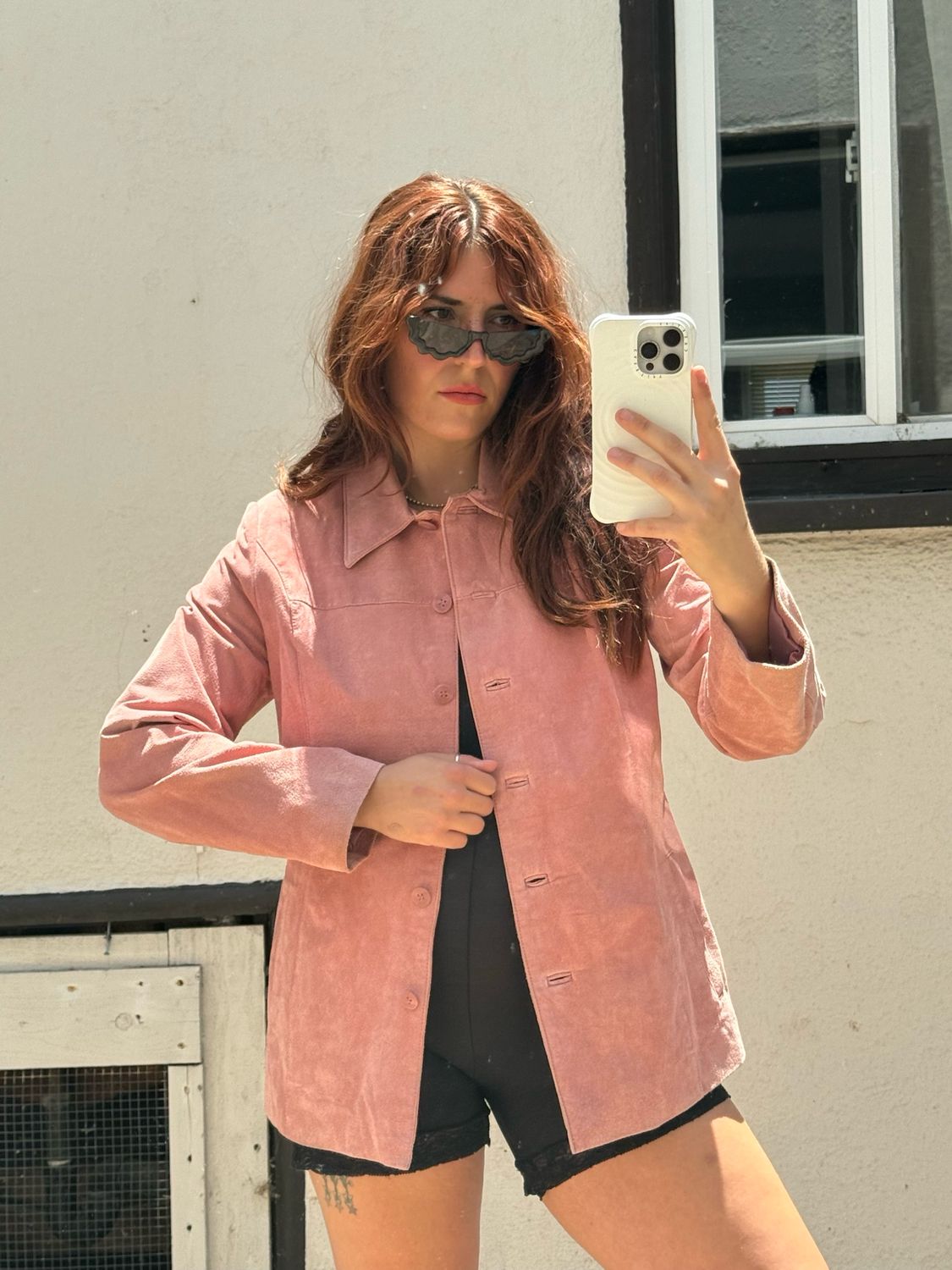 2000s pink suede jacket