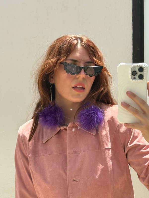 purple puff earrings