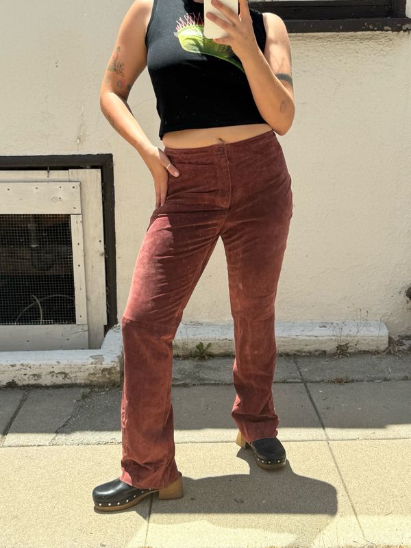 vintage y2k cherry cola suede pants