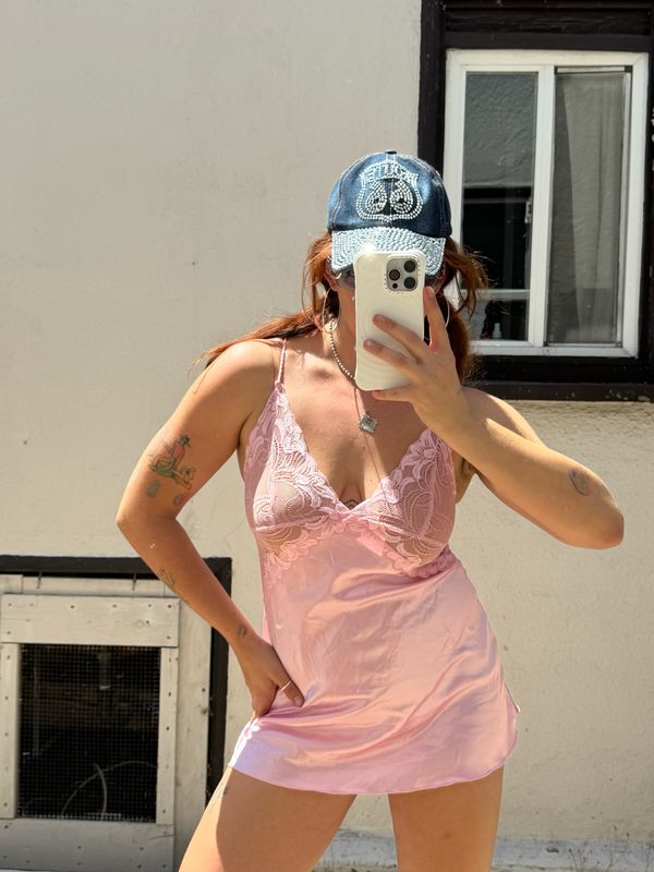 baby pink lace slip