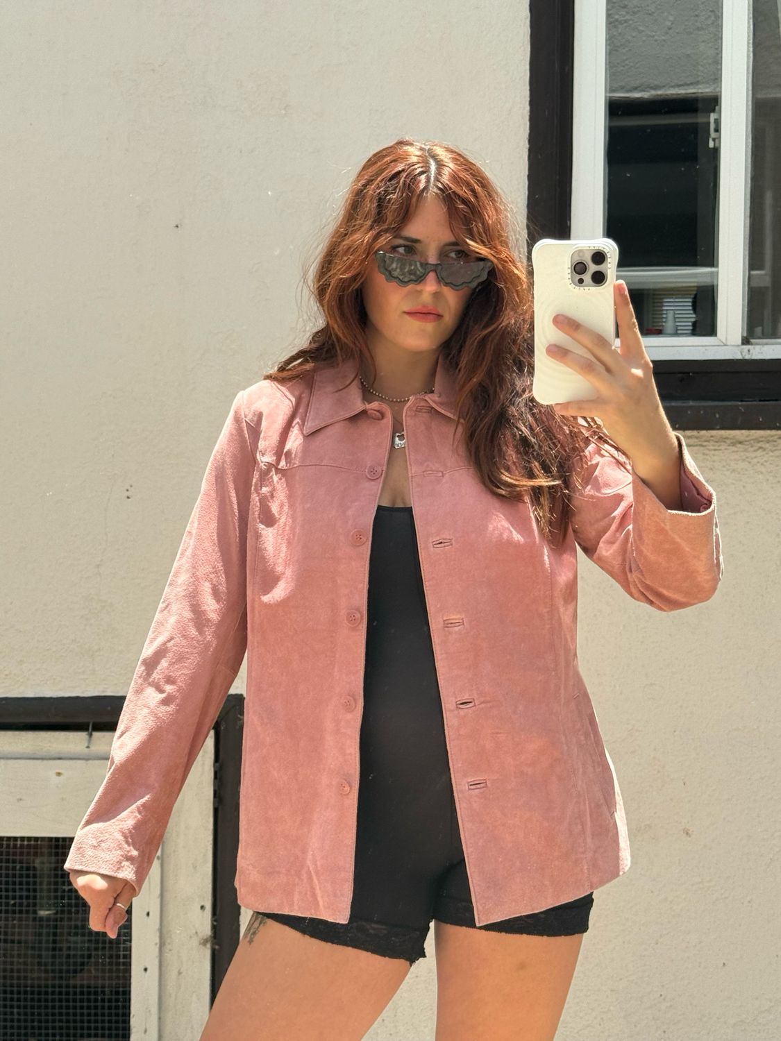 bubblegum pink suede jacket