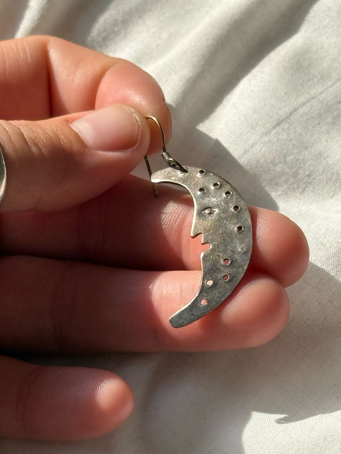 sterling silver moon earring