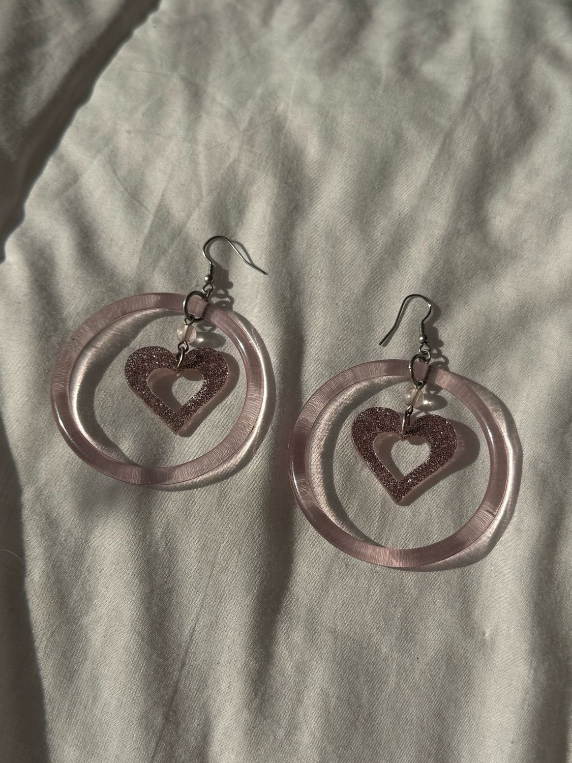 glitter heart hoops