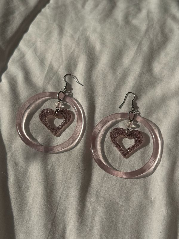 glitter heart hoops
