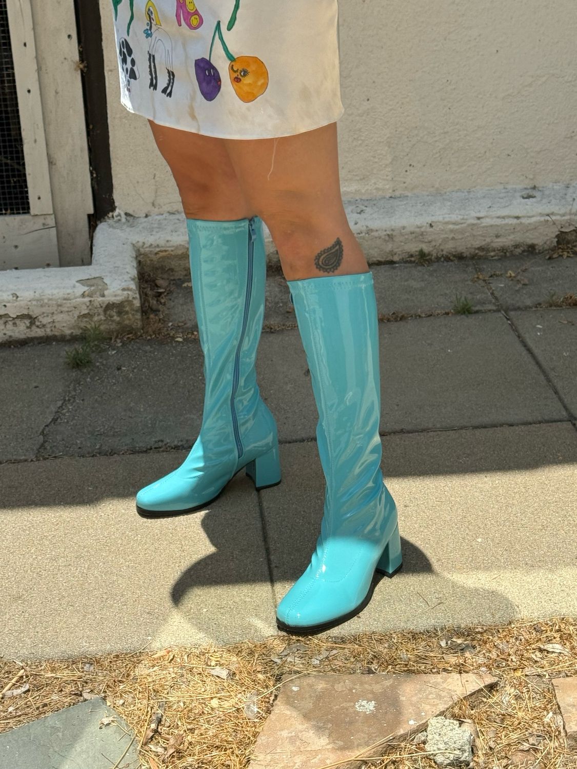baby blue gogo boots