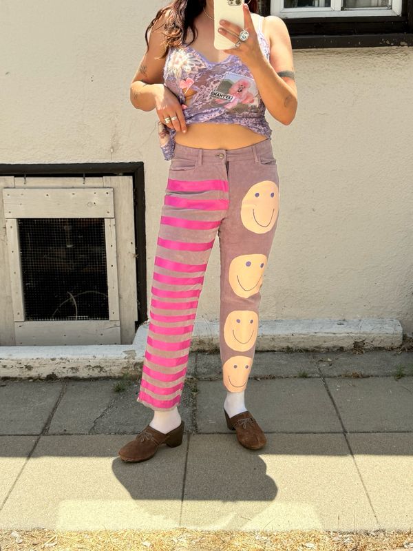hand painted vintage suede pants