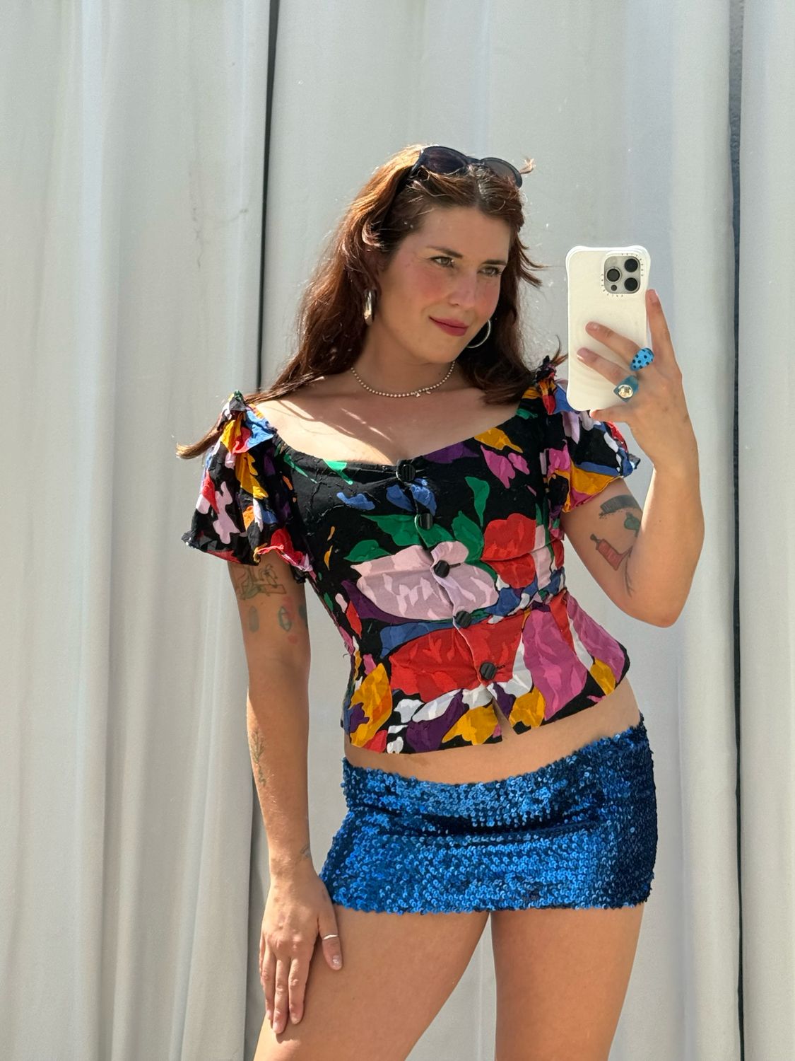 floral puff sleeve blouse