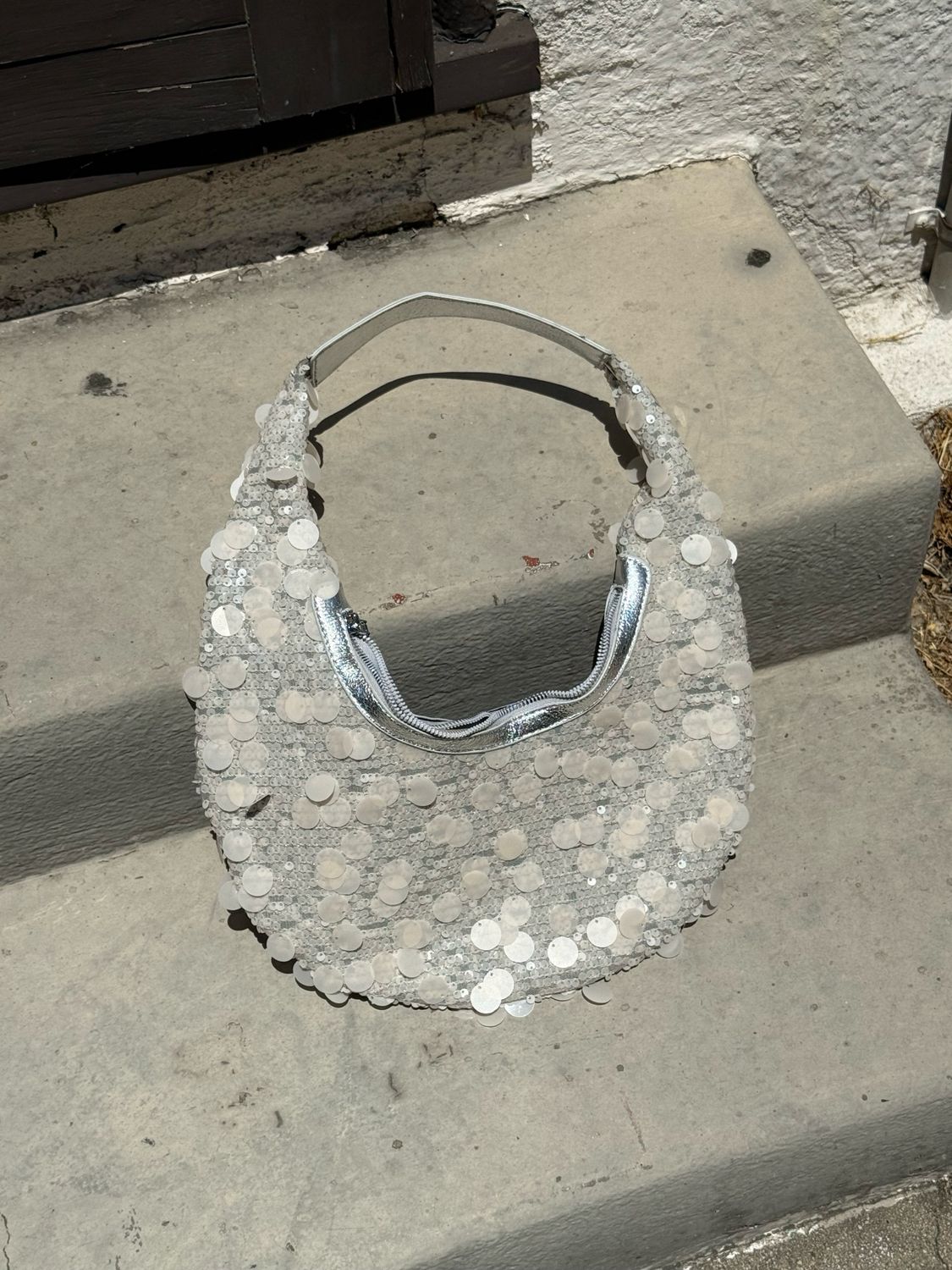 silver sequin y2k bag