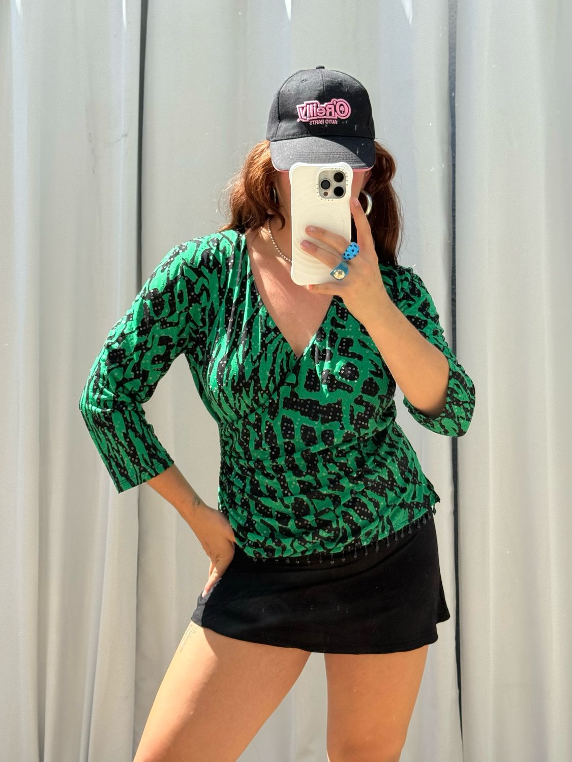vintage sequin tiger print beaded top