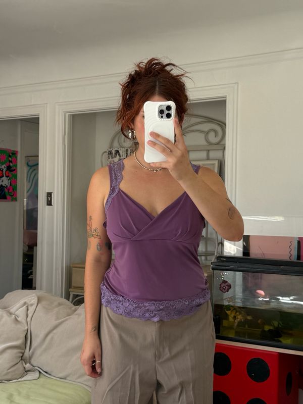 y2k purple lace tank