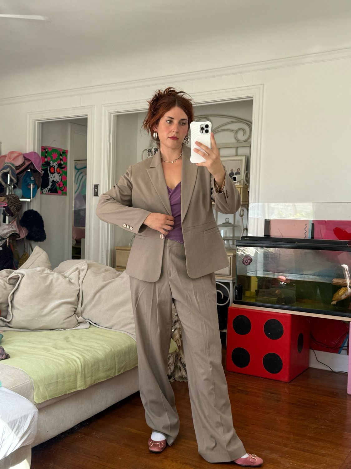 beige vintage suit