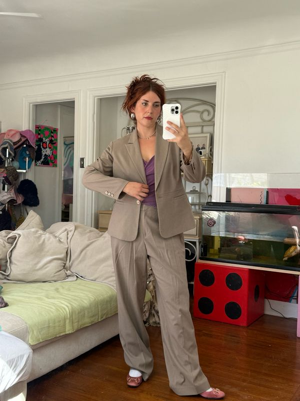 beige vintage suit