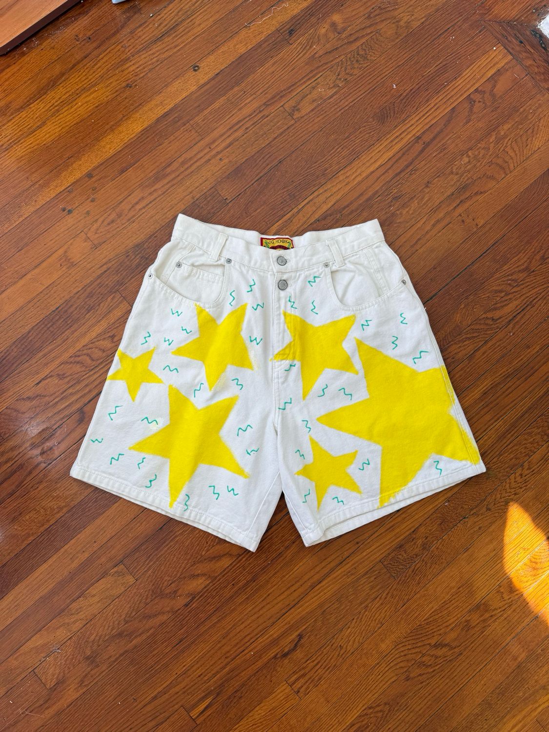 hand painted denim shorts