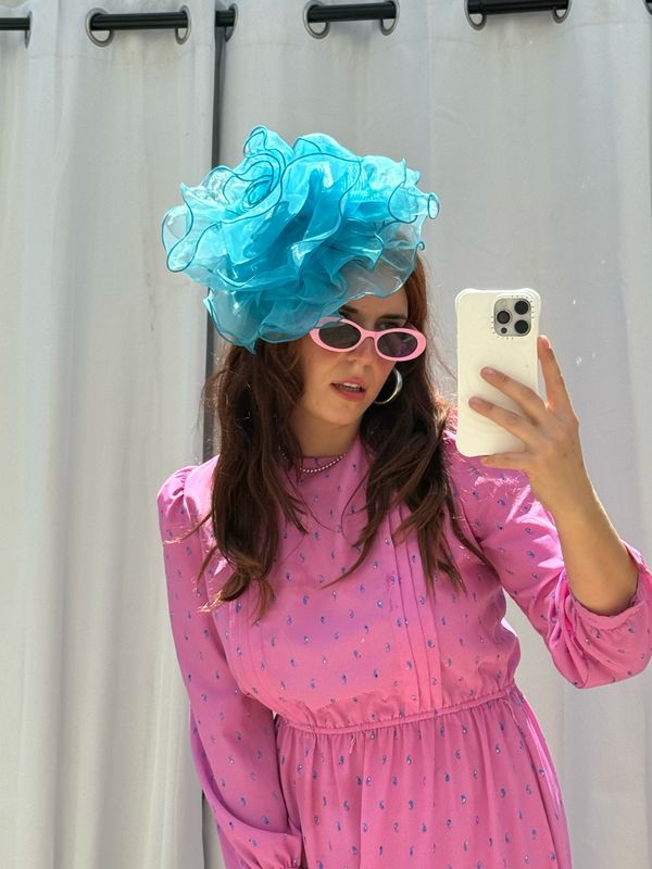 blue organza headband