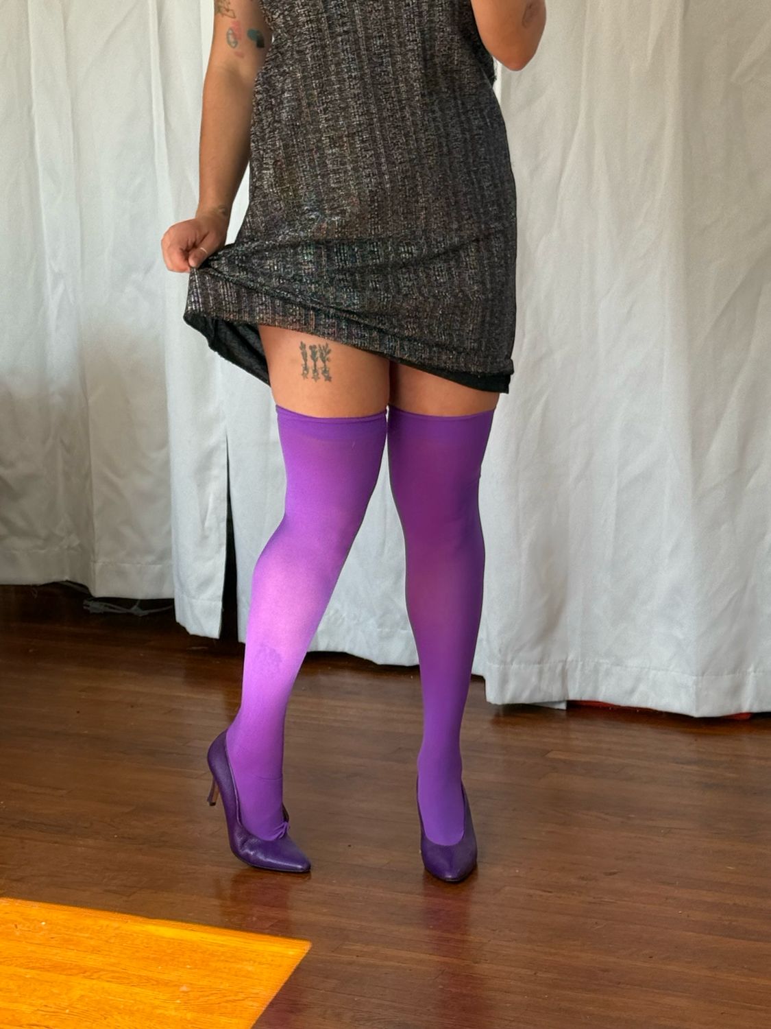 purple thigh highs