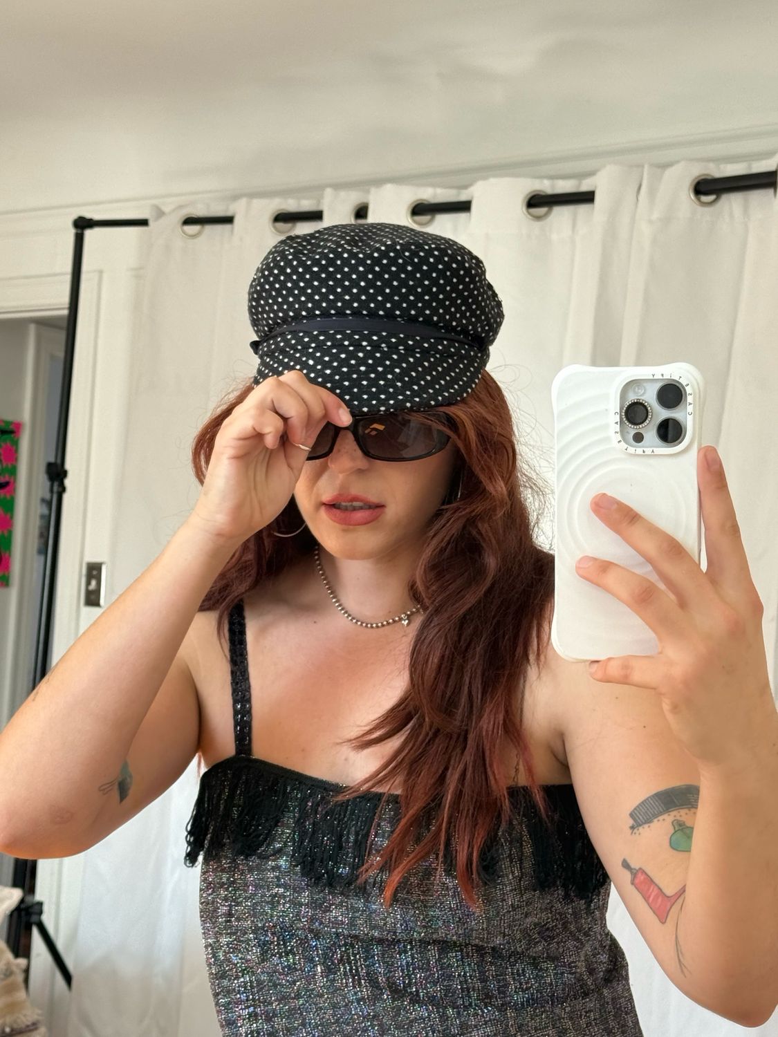 polka dot newsboy cap