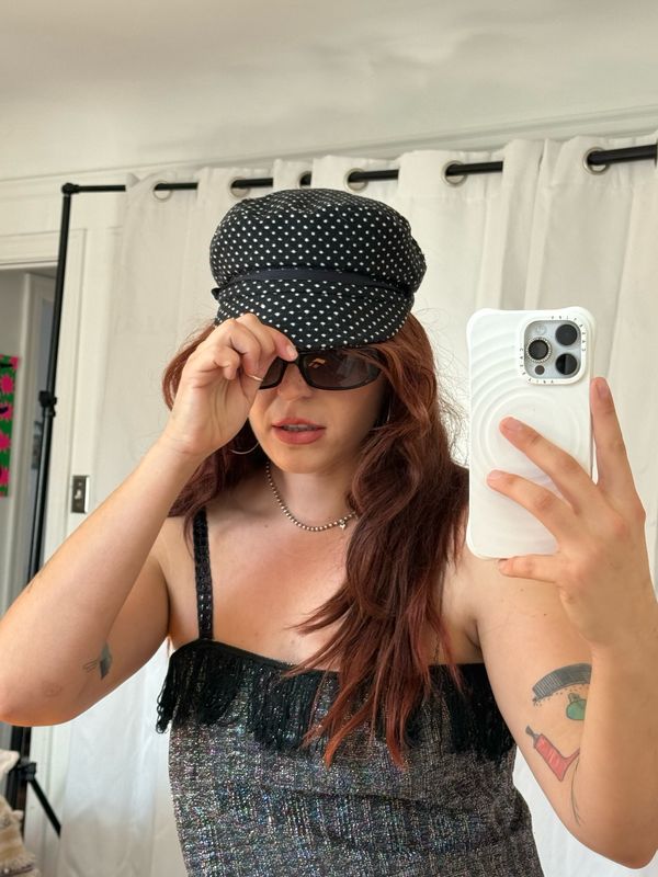 polka dot newsboy cap