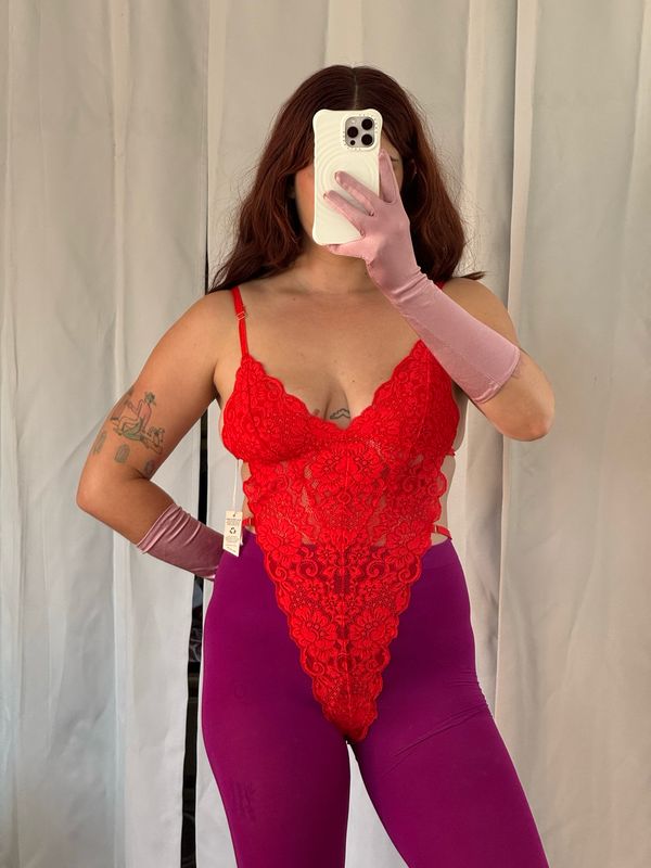 red lace teddy