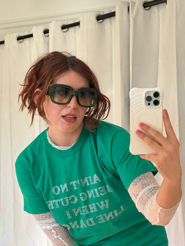 green oversized sunnies