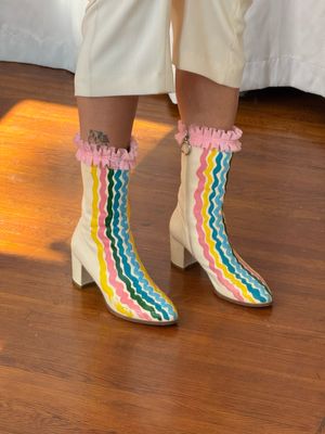 hand painted leather booties