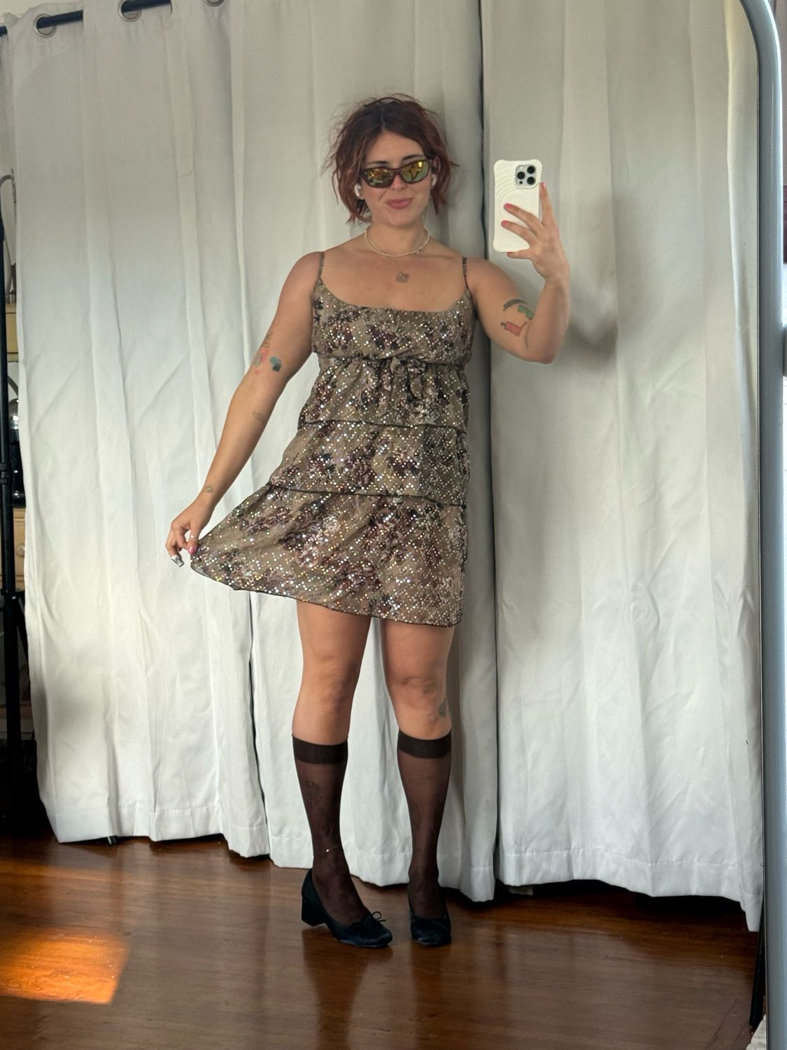 sequin tiered ruffle dress