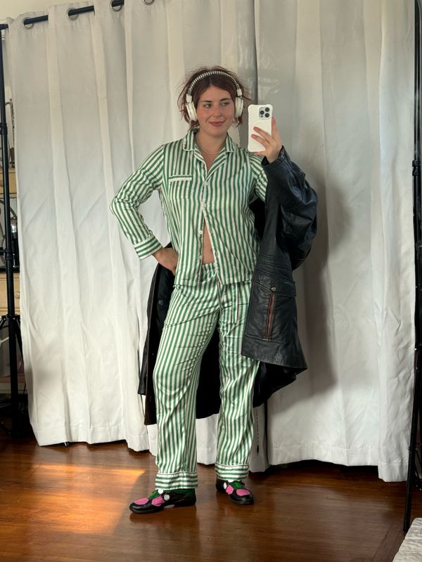 satin striped pj set