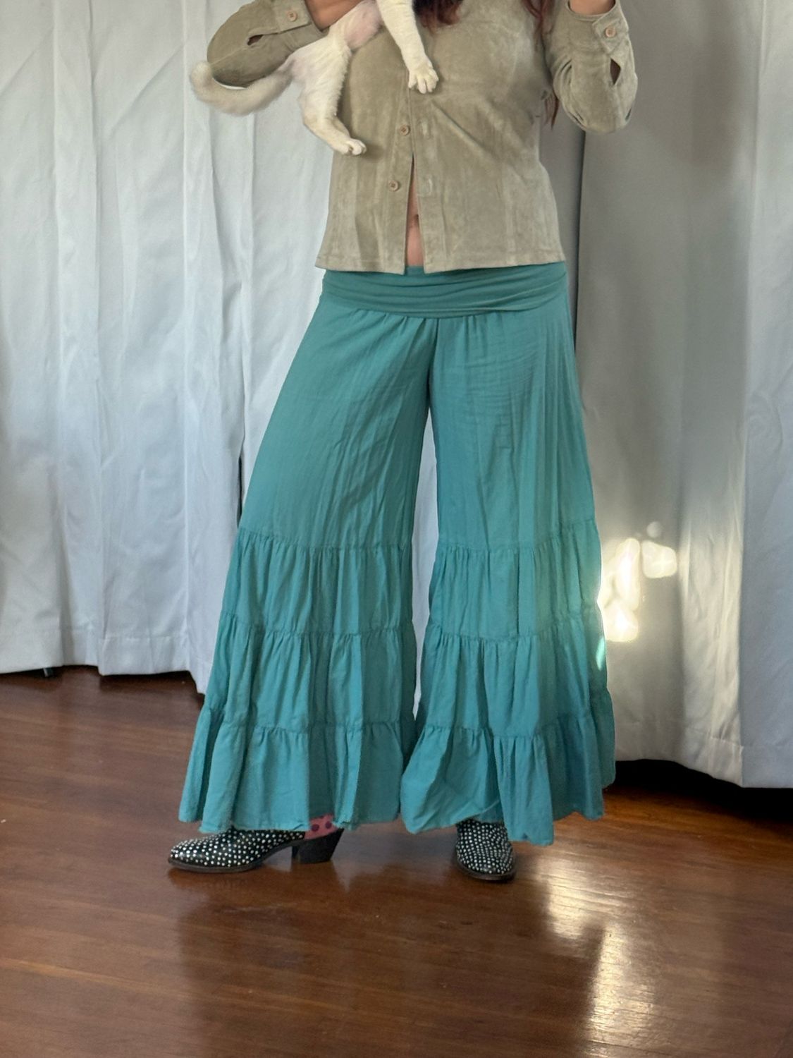 foldover boho ruffle pants
