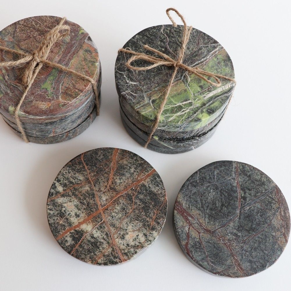 Marble round coasters, Colour: Forest
