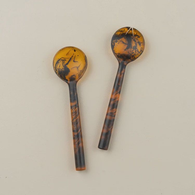 Flow Resin Salad Servers- Earth